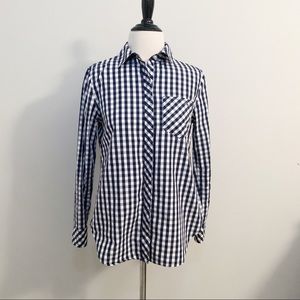 Vineyard Vines Mini Gingham Classic Button Down Navy & White Relaxed Fit Sz 0